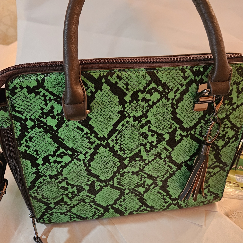 Green Snake Print Women's Bag